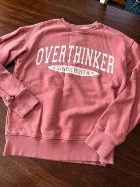 Overthinker 'Since Birth' Pink Graphic Sweatshirt